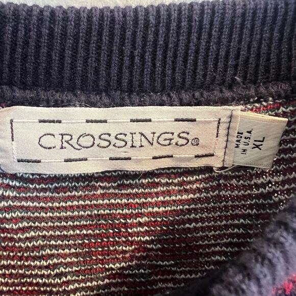 Vtg Crossings 100% Cotton Patterned Christmas Sweater Size XL - Picture 3 of 7